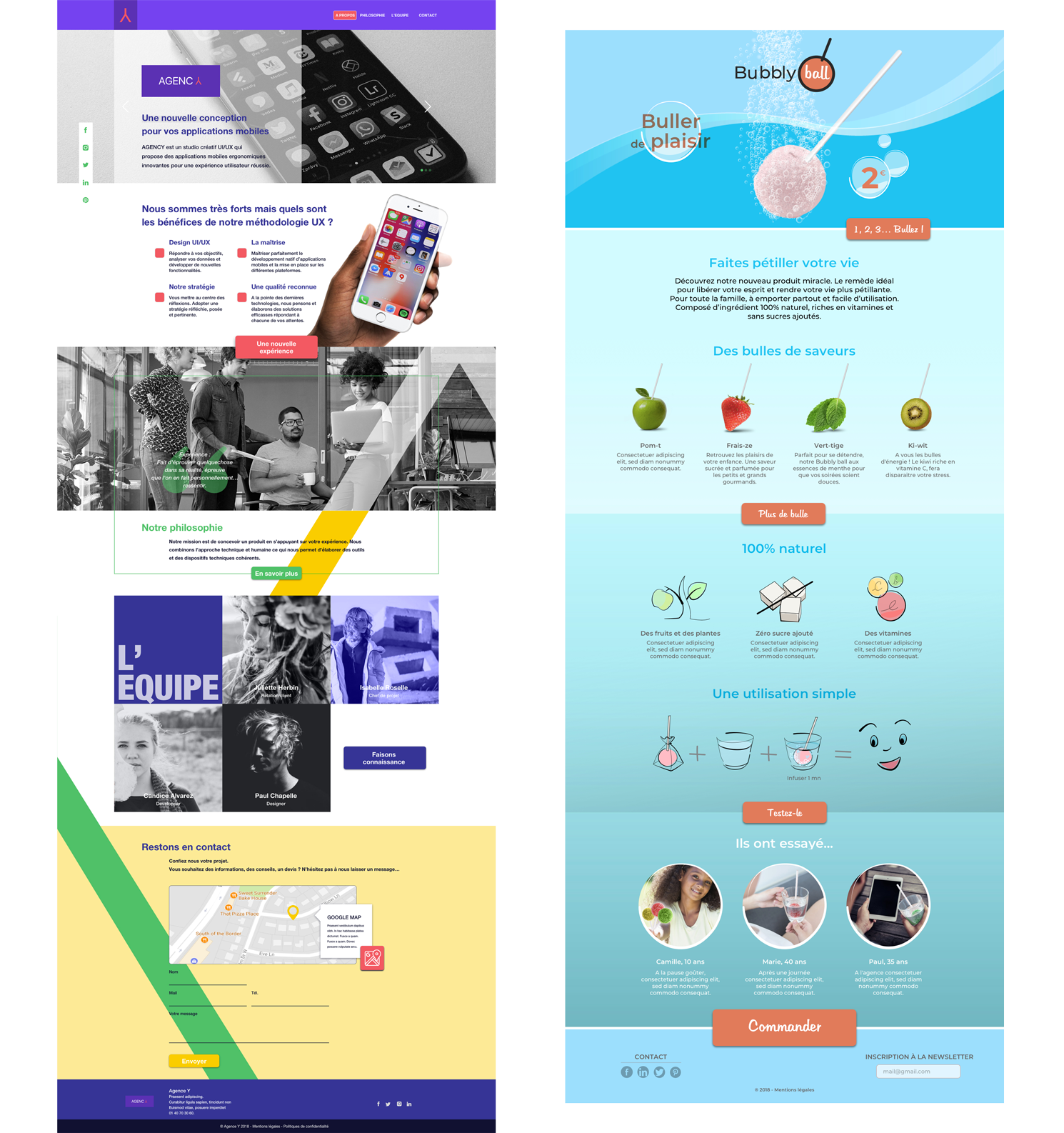 Landing page Agency et Bubbly Ball